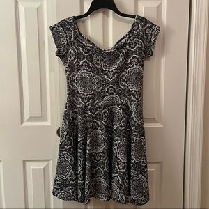 Black & White Patterned Skater Dress